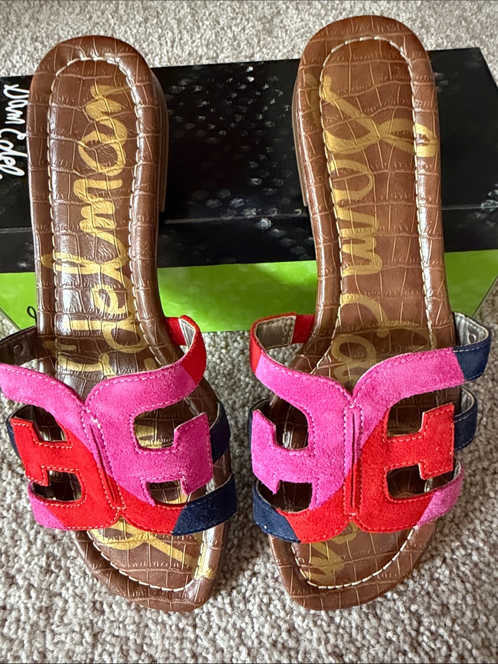 Sam Edelman Bay Slide Sandal in Red, Pink and Blue